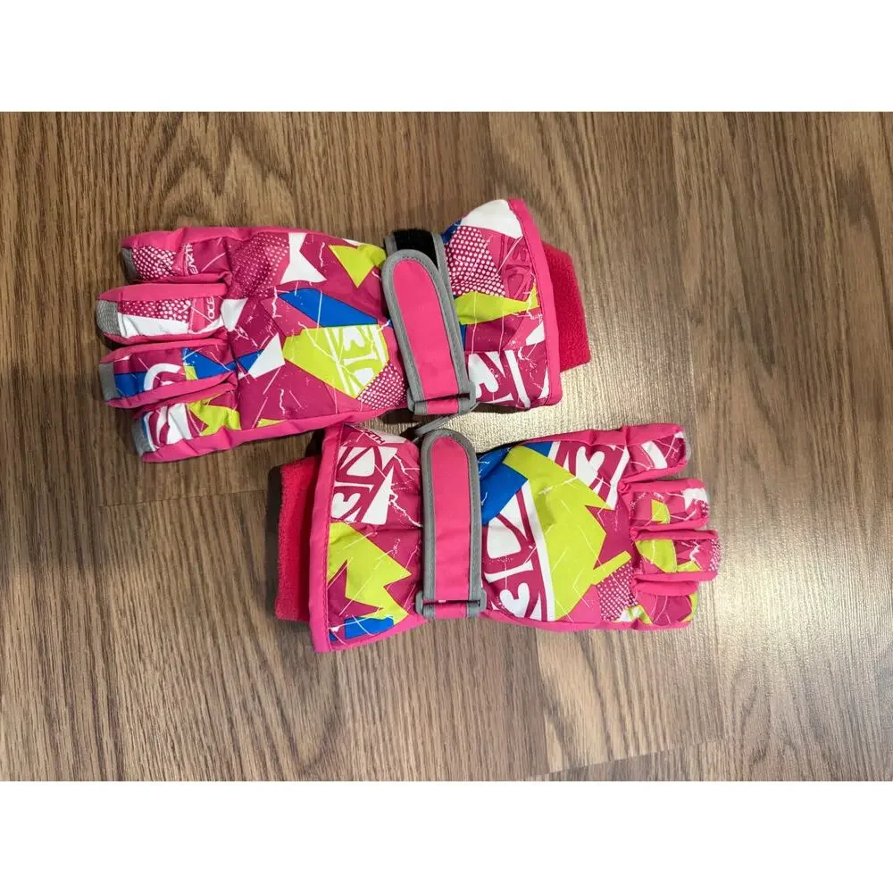 Unisex Waterproof Windproof Winter Warm Snowboard Ski Gloves Pink gloves Kids SM